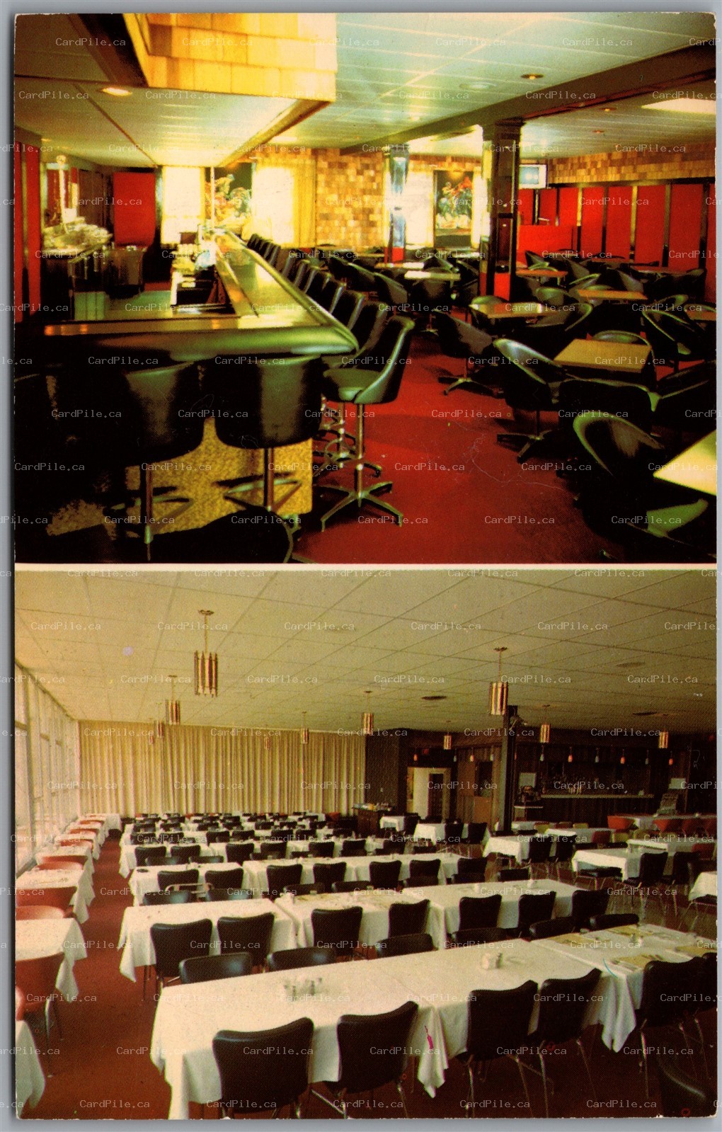 Postcard Kingsville Ontario The Lakeshore Terrace Hotel Terrace Room Dual View