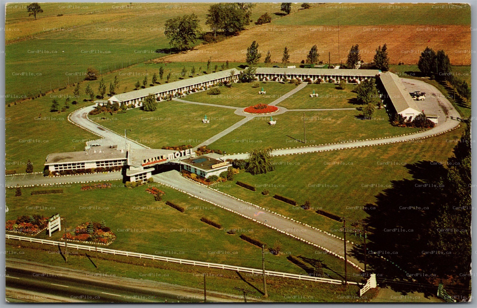 Postcard Cataraqui Ontario La Salle Motel Aerial View Hwy 2 Kingston ONT