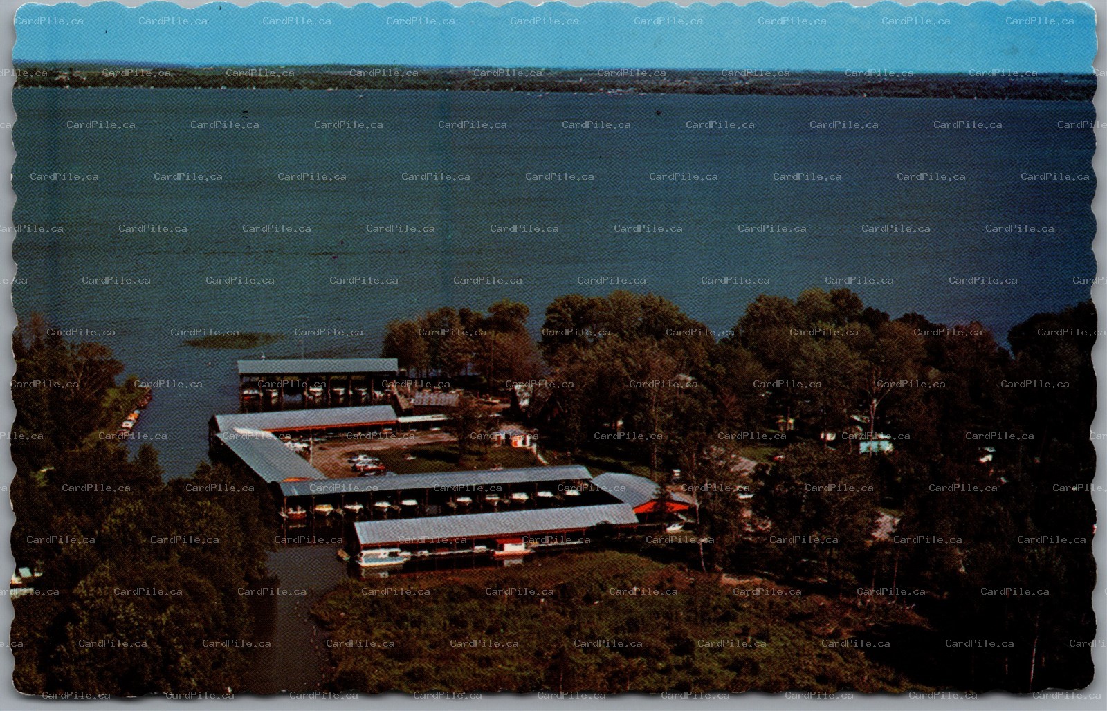 Postcard Gilford Ontario 1960s Kon-Tiki Marine Limited Aerial View Simcoe County