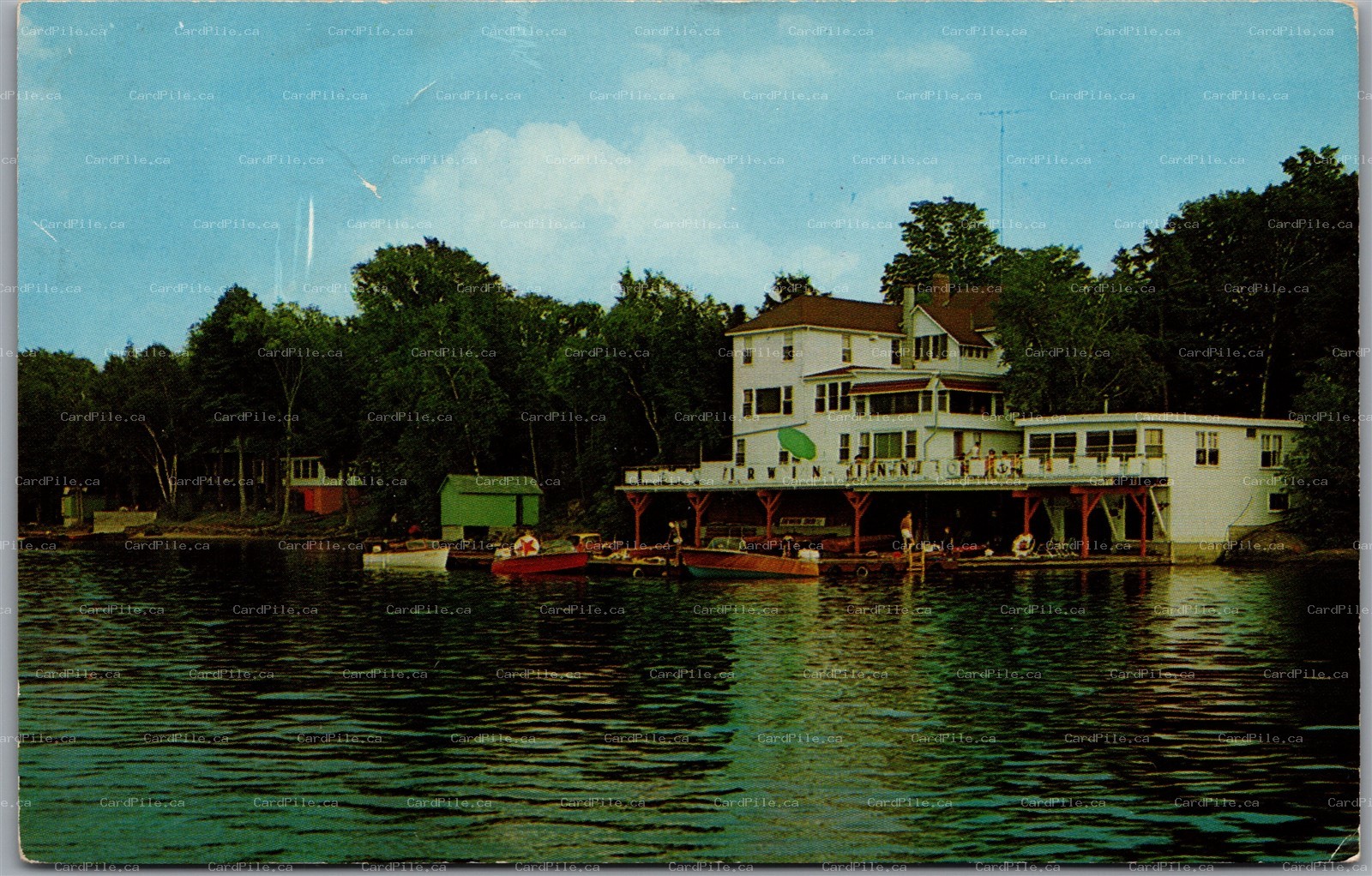 Postcard Lakefield Ontario c1961 Irwin Inn Stoney Lake Boats Peterborough County