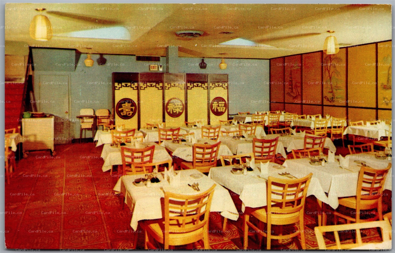 Postcard Winnipeg Manitoba Chan's Cafe Chinese Restaurant Interior View