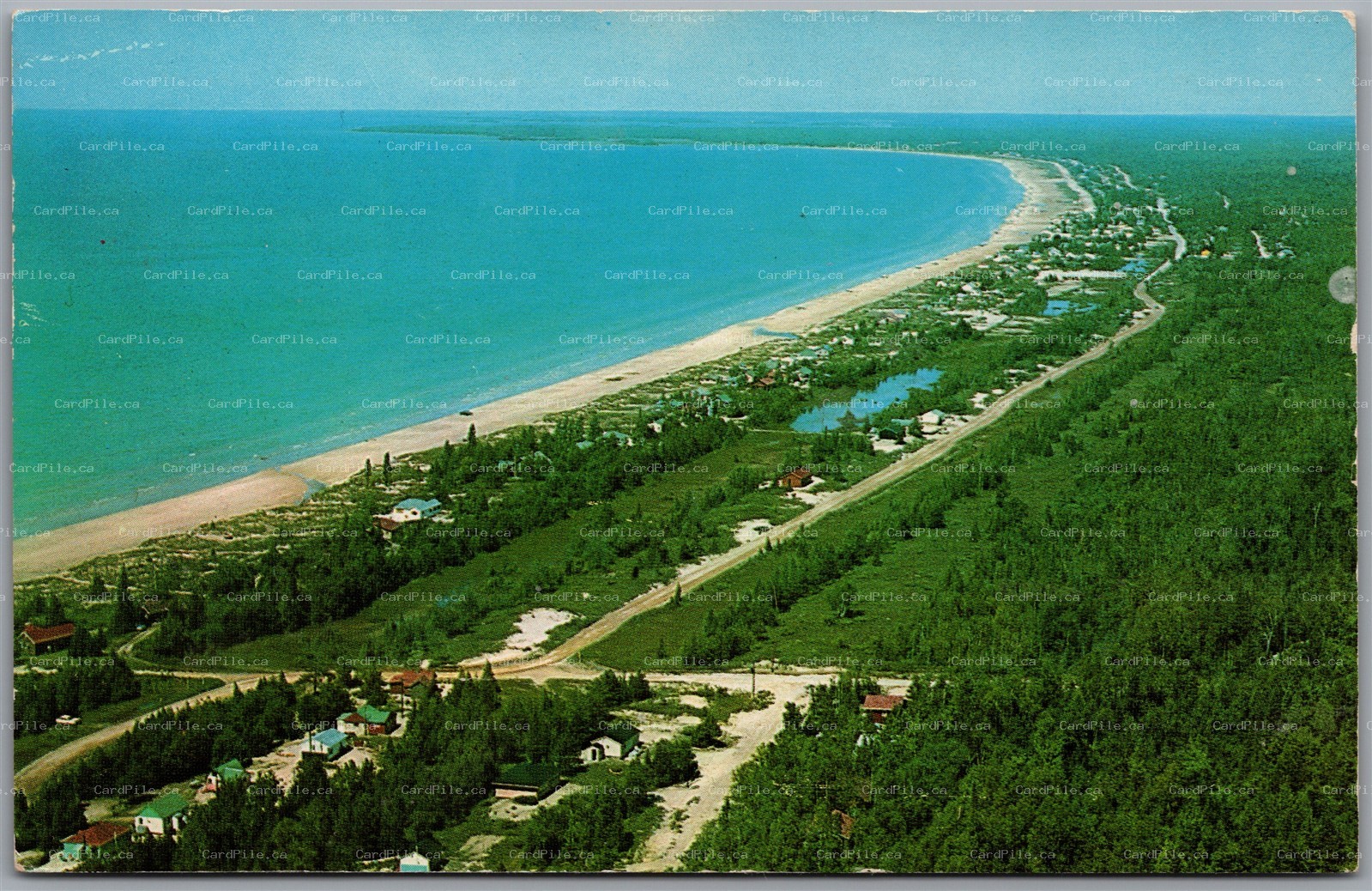 Postcard Sauble Beach Ontario c1965 Aerial Scenic View Lake Huron Bruce County