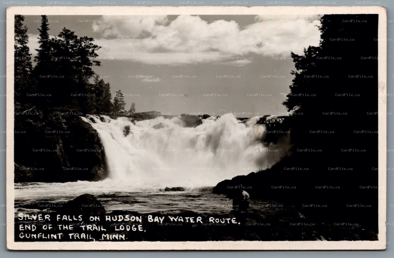 Postcard RPPC c1950 Grand Marais MN Silver Falls Hudson Bay Route Gunflint Trail