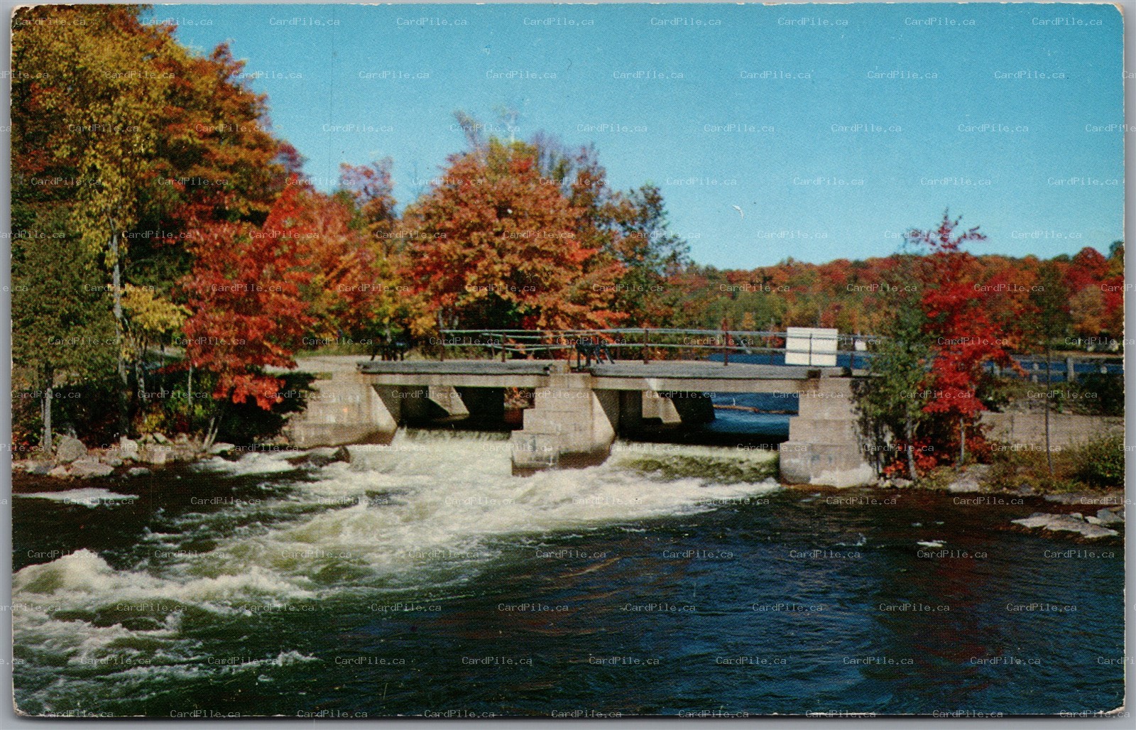 Postcard Haliburton Ontario c1960s Dam at Twelve Mile Bridge Highway 35