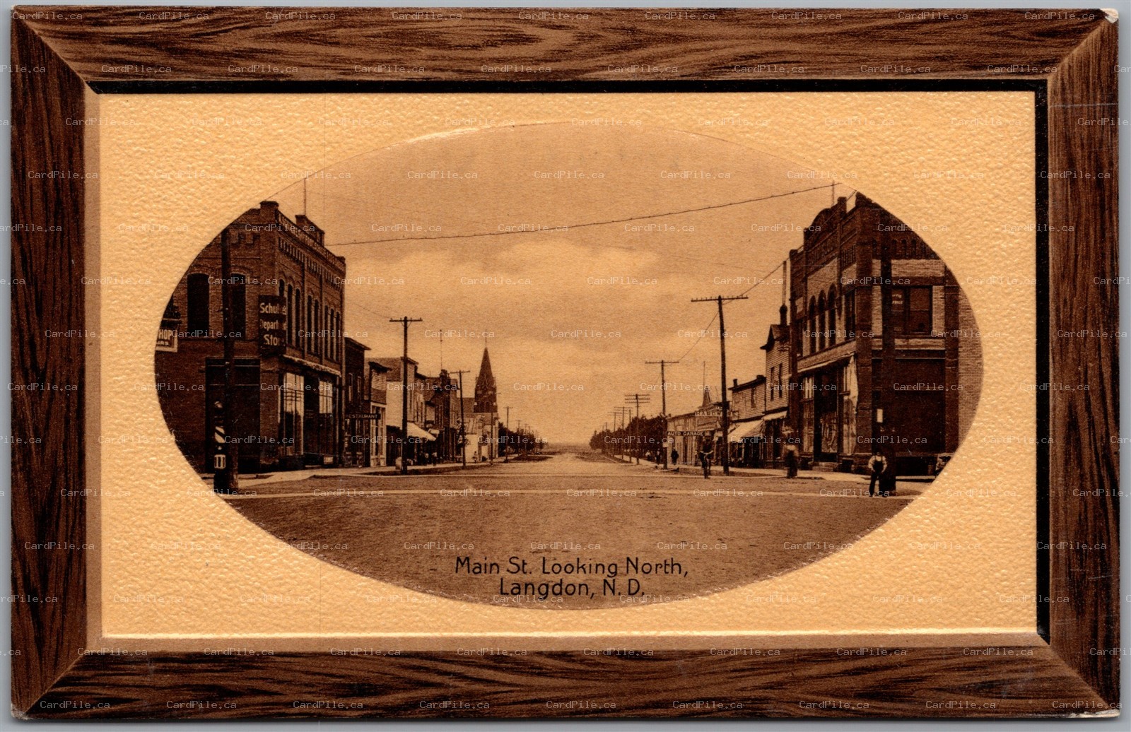 Postcard Langdon North Dakota c1911 Main Street Looking North Cavalier County
