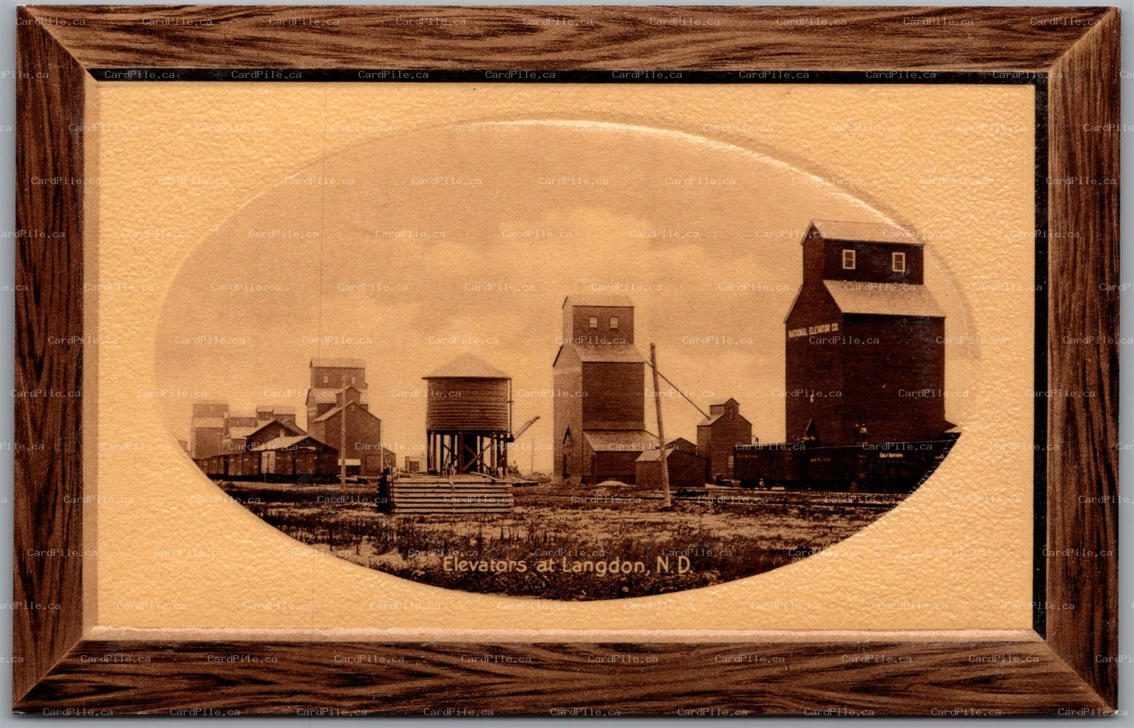 Postcard Langdon North Dakota c1911 Elevators Railroad Cavalier County Embossed