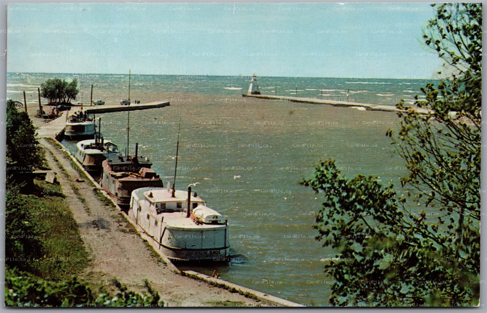 Postcard Southampton Ontario c1962 Fishing Boats at the Mouth of Saugeen River