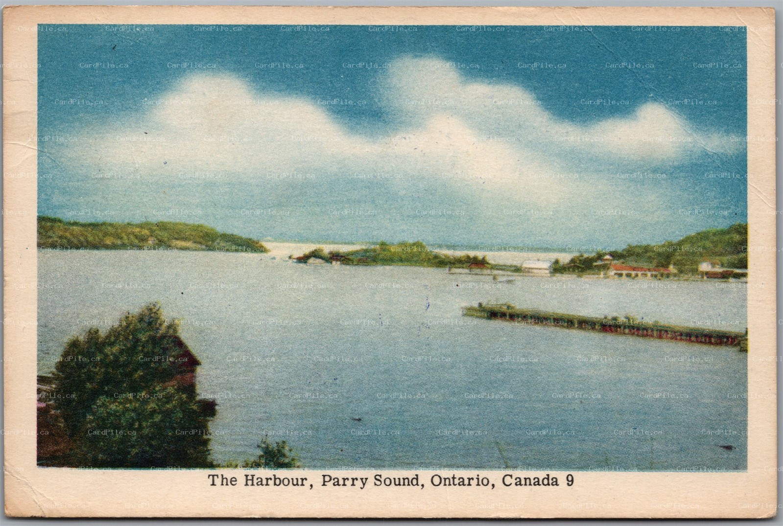 Postcard Parry Sound Ontario c1940s The Harbour Scenic View