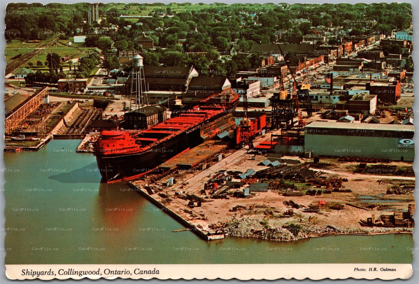 Postcard Collingwood Ontario c1972 Aerial View of the Shipyards Continental