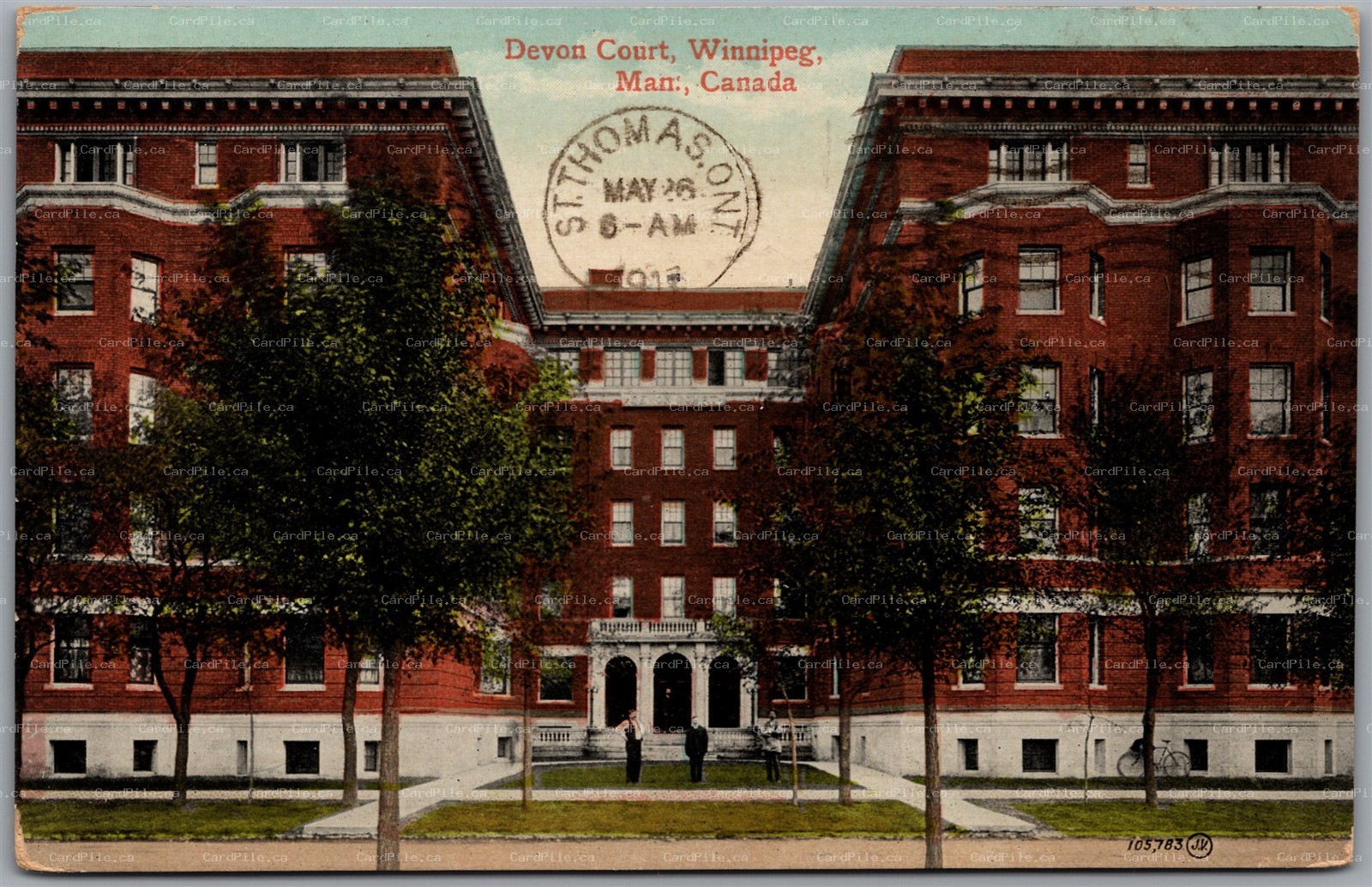 Postcard Winnipeg Manitoba c1913 Devon Court Apartments Demolished 1982