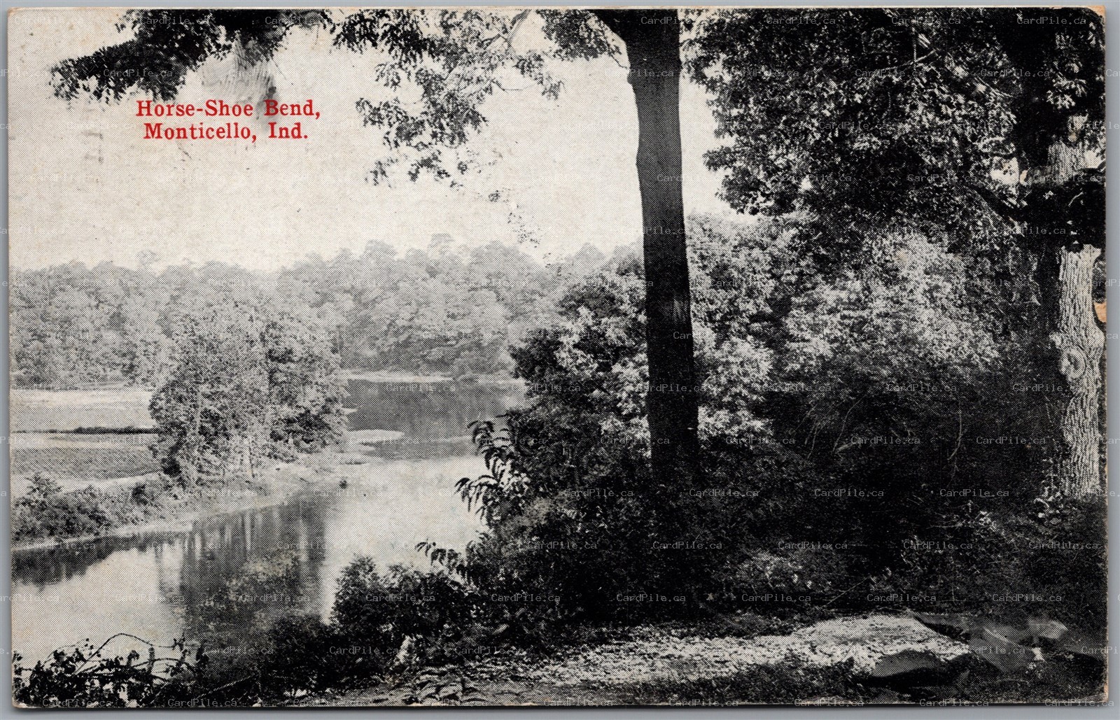 Postcard Monticello Indiana c1910 Horse Shoe Bend White County