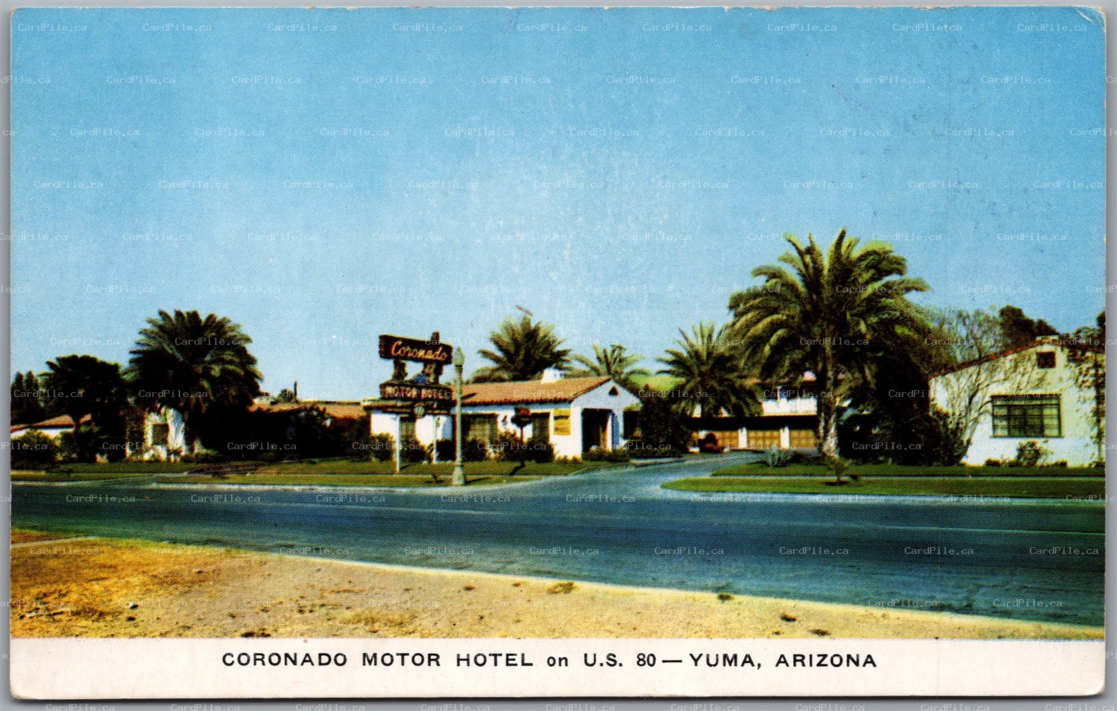 Postcard Yuma Arizona c1950s Coronado Motor Hotel on U.S. 80 Best Western AAA 