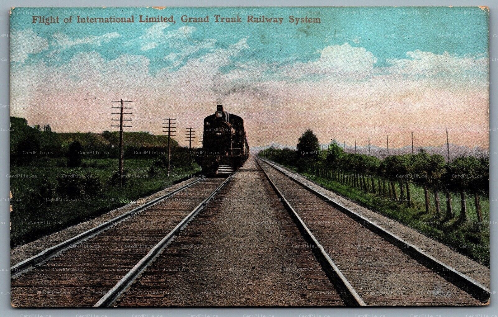 Postcard c1908 Flight of International Limited Grand Trunk Railway 