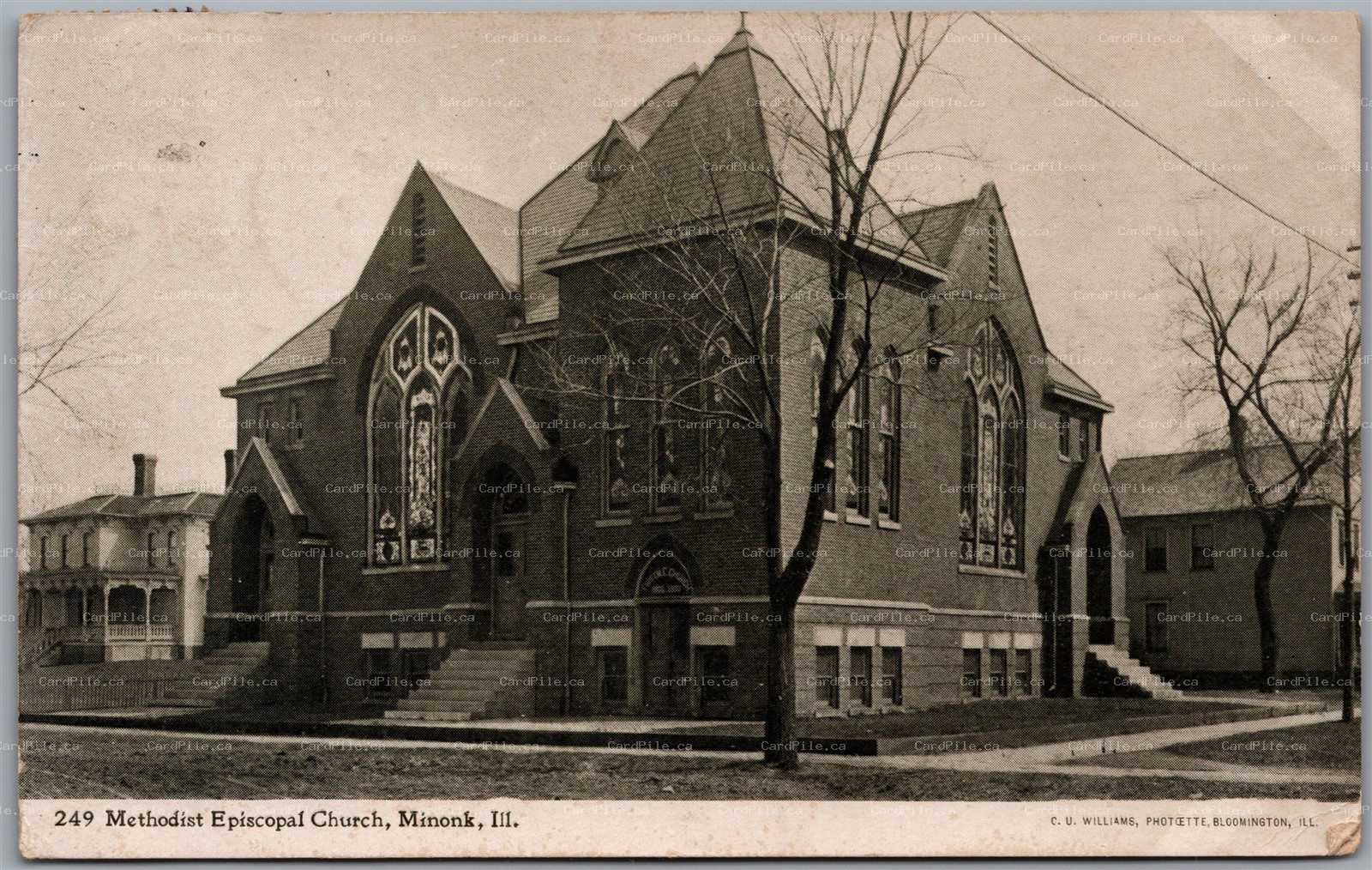 Postcard Minonk Illinois c1908 Methodist Episcopal Church by C. U. Williams