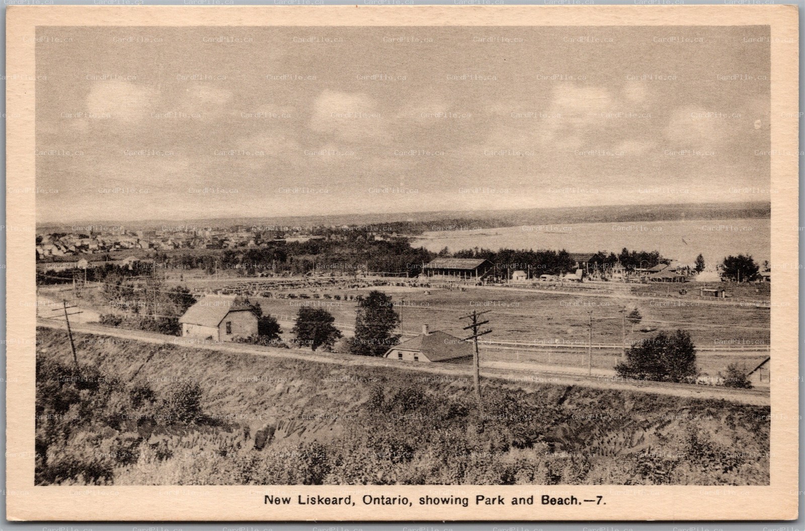 Postcard New Liskeard Ontario c1940s Park and Beach Temiskaming District