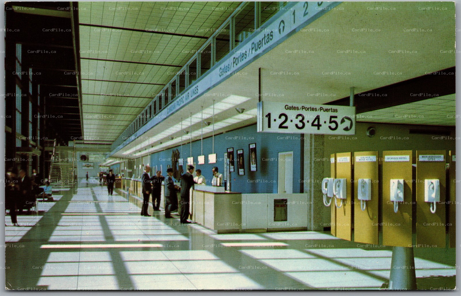 Postcard Winnipeg Manitoba Concourse at International Airport Gates Phones