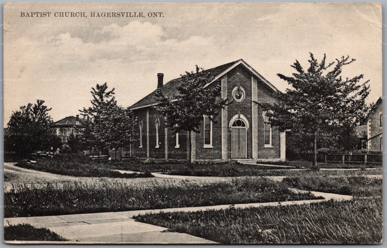 Postcard Hagersville Ontario c1914 Baptist Church Split Ring Cancel Springvale