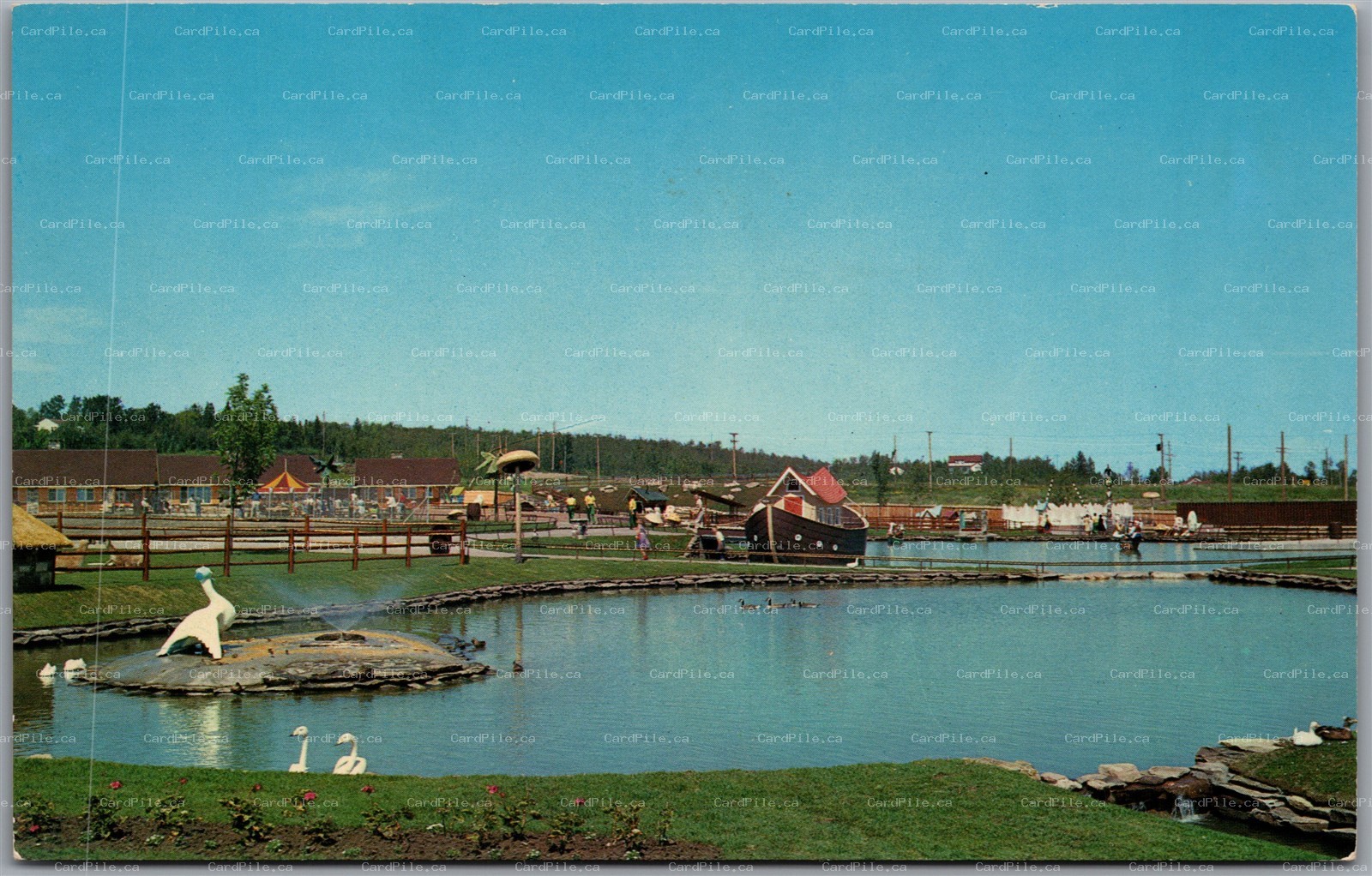 Postcard Edmonton Alberta Duck Island and Lagoon Children's Zoo Storyland Valley