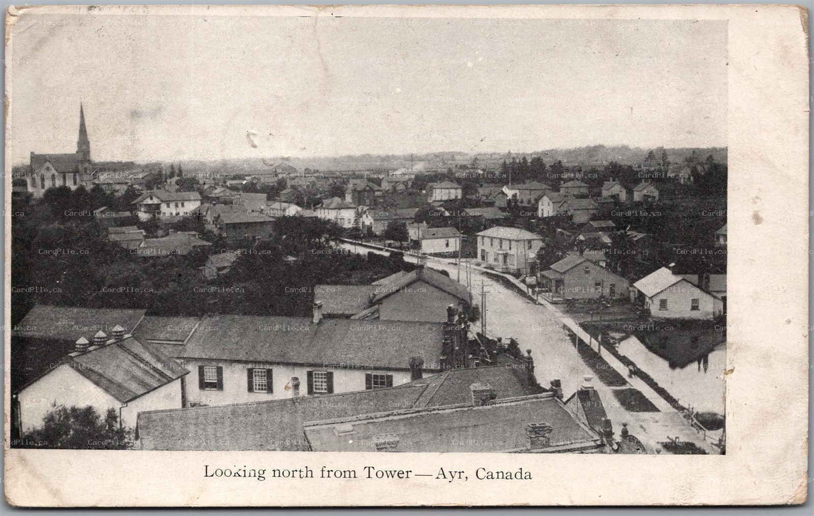 Postcard Ayr Ontario c1909 Looking north from Tower Split Ring Cancel