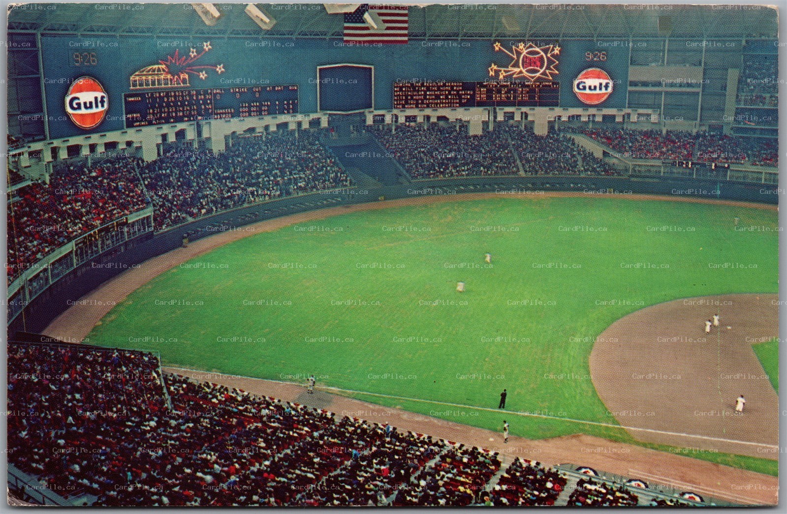 Postcard Houston Texas c1965 Astrodome Opening Night vs Yankees Mickey Mantle