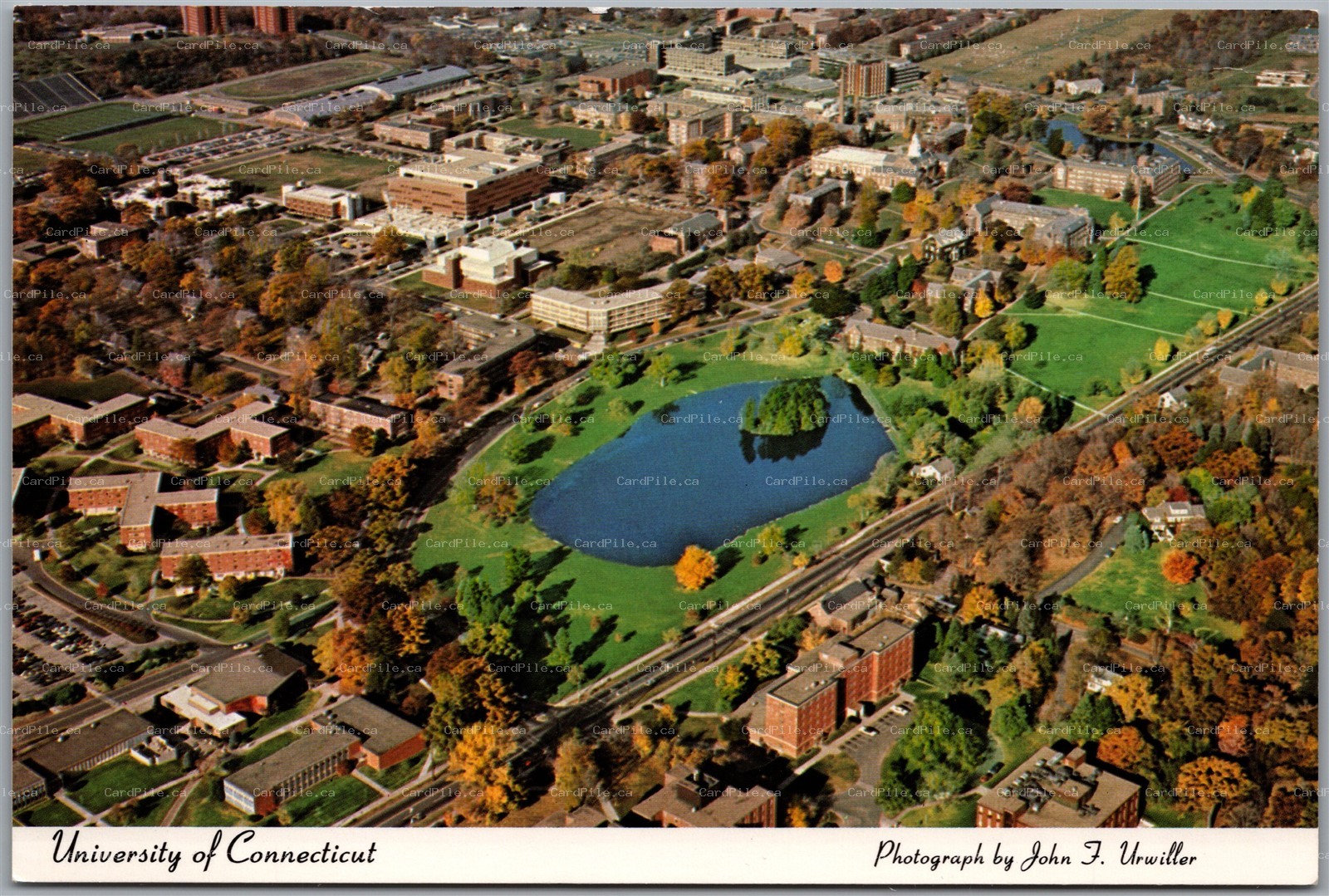 Postcard Aerial View of University of Connecticut at Storrs Tolland County