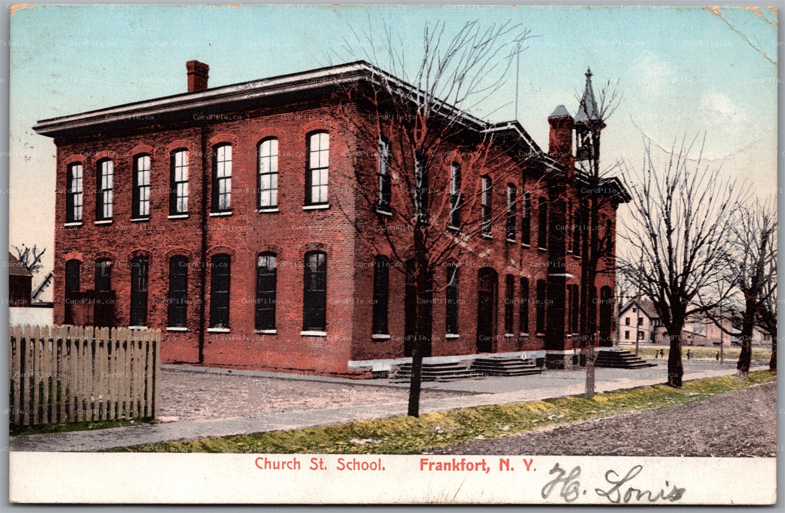 Postcard Frankfort NewYork c1907 Church St. School Herkimer County *as is*