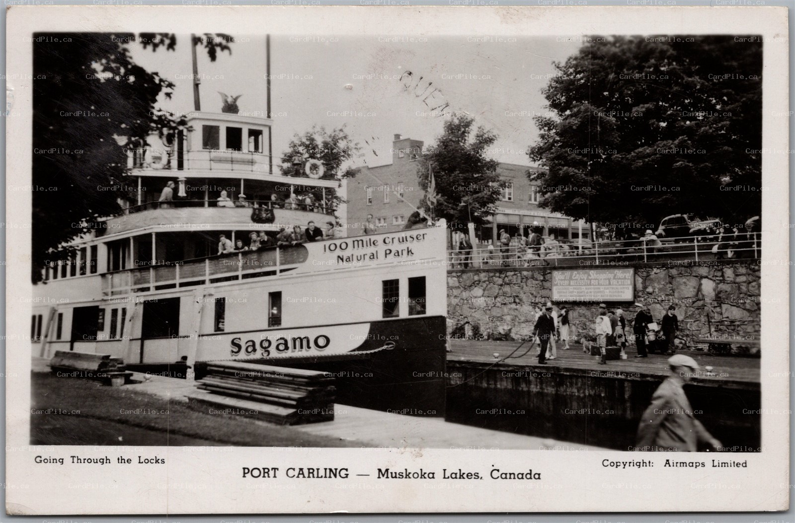 Postcard RPPC Port Carling Ontario c1950 Going Through the Locks Steamer Sagamo