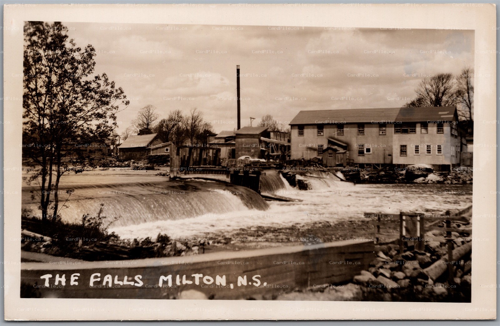 Postcard RPPC Milton Nova Scotia The Falls Mills