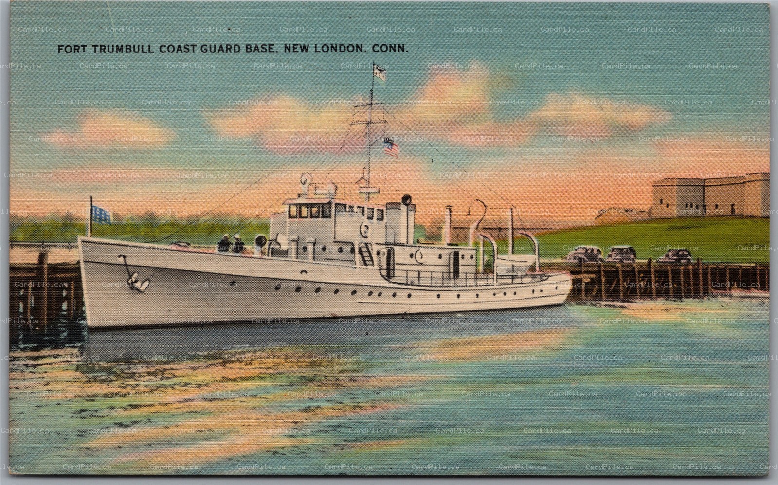 Postcard New London Connecticut c1940s Fort Trumbull Cost Guard Base