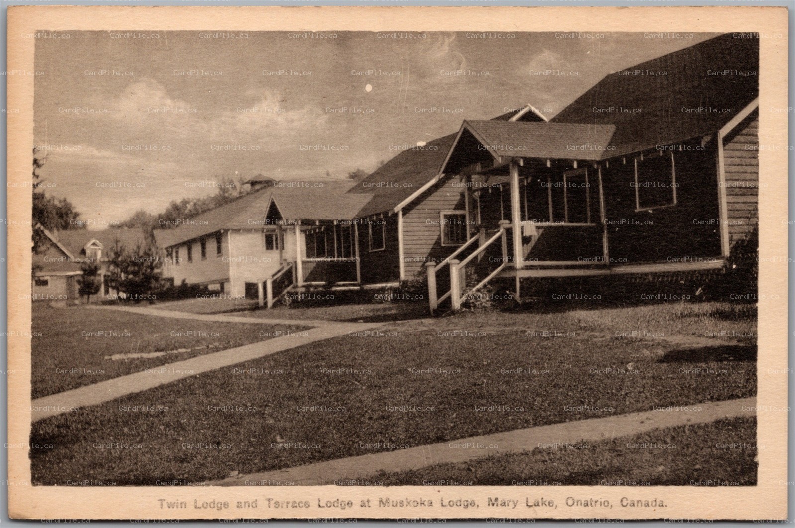 Postcard Mary Lake Ontario Twin and Terrace Lodge at Muskoka Lodge Port Sydney