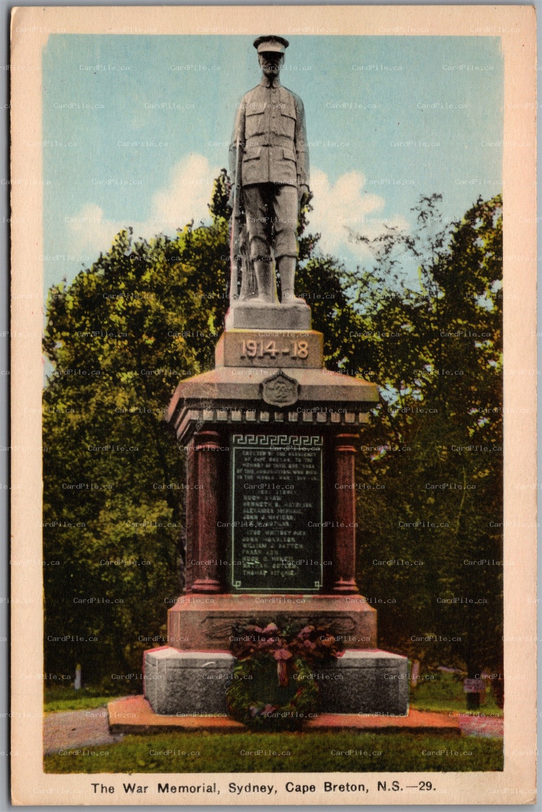 Postcard Sydney Cape Breton Nova Scotia Orangemen War Memorial Wentworth Park