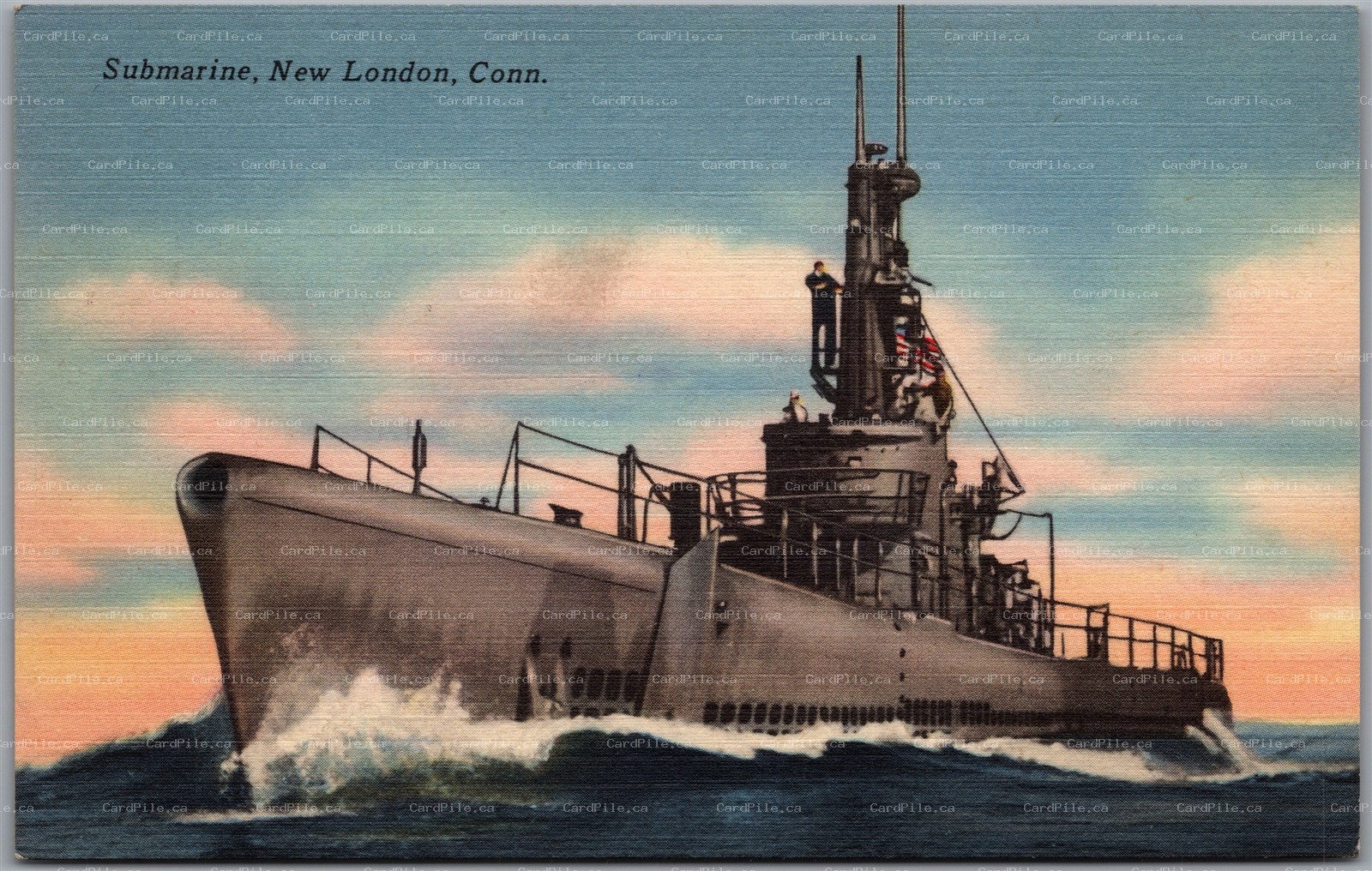Postcard New London Connecticut c1951 WW2 Submarine Slogan Cancel Red Feather