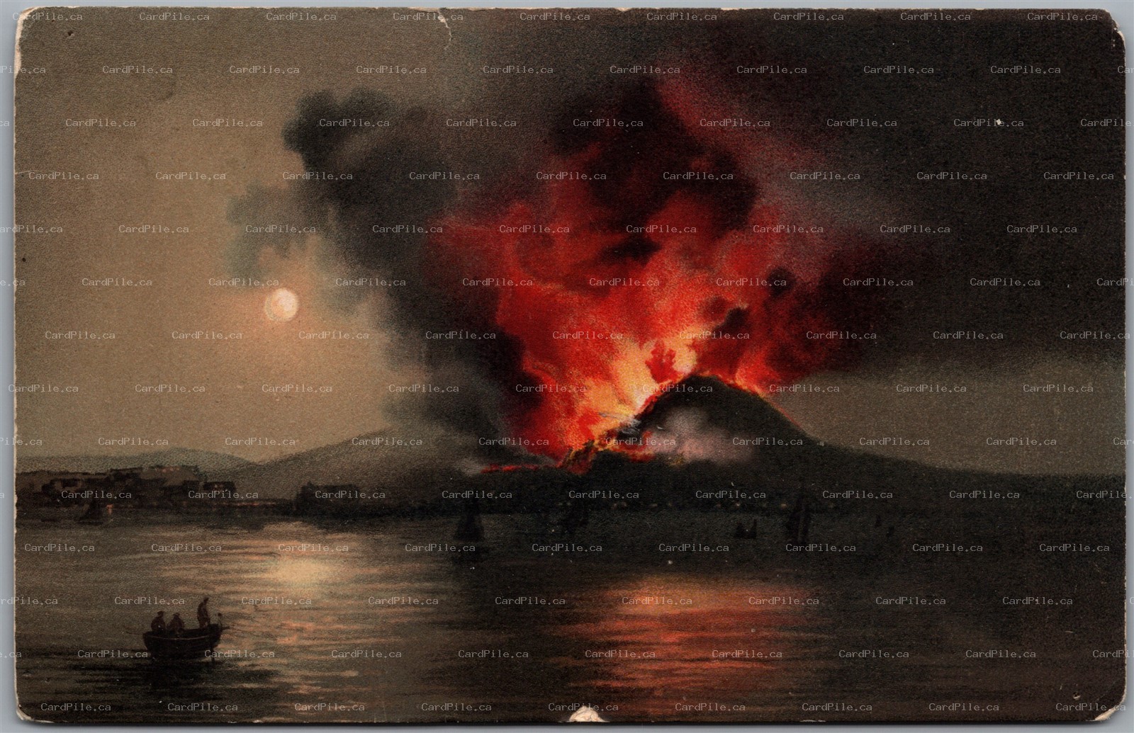 Postcard Campania Naples Italy 1907 Mount Vesuvius in Eruption Split Ring Cancel
