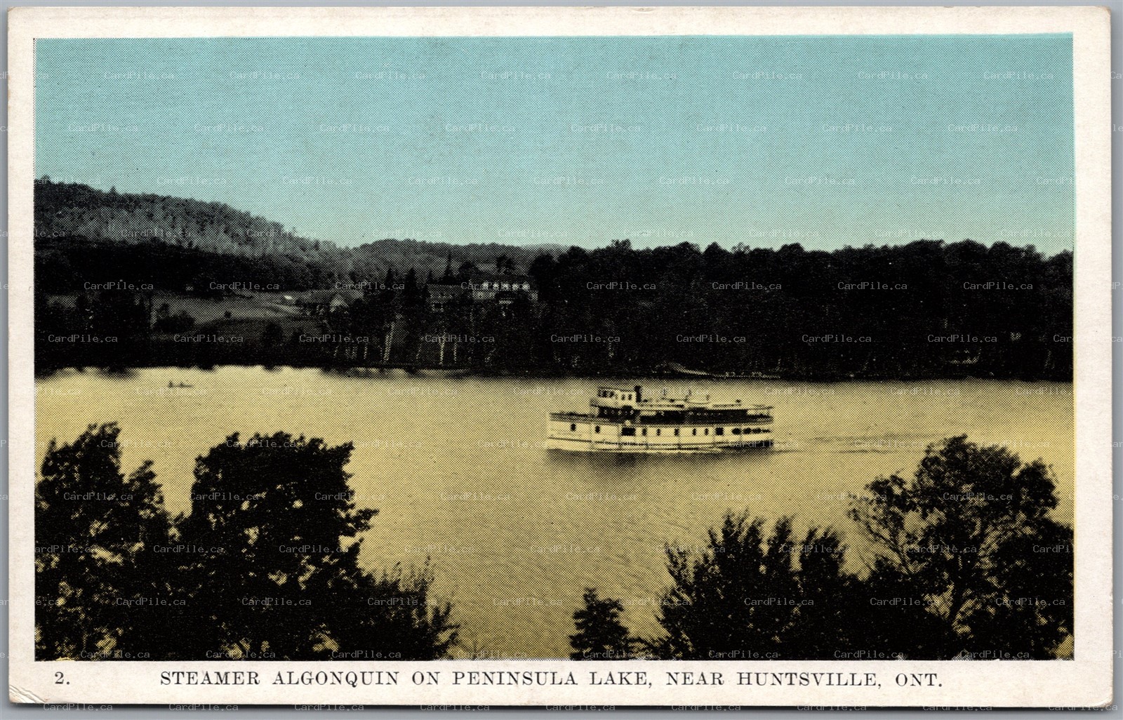 Postcard Huntsville Ontario c1930s Steamer Algonquin on Peninsula Lake
