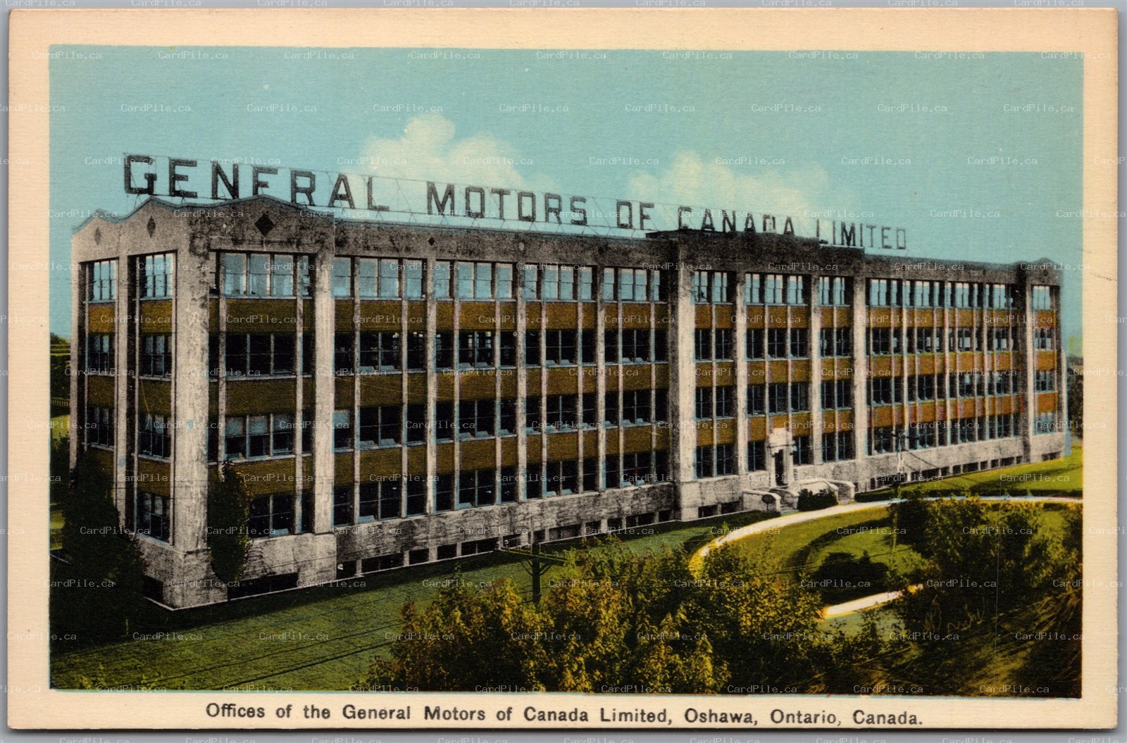 Postcard Oshawa Ontario Offices of the General Motors of Canada Limited