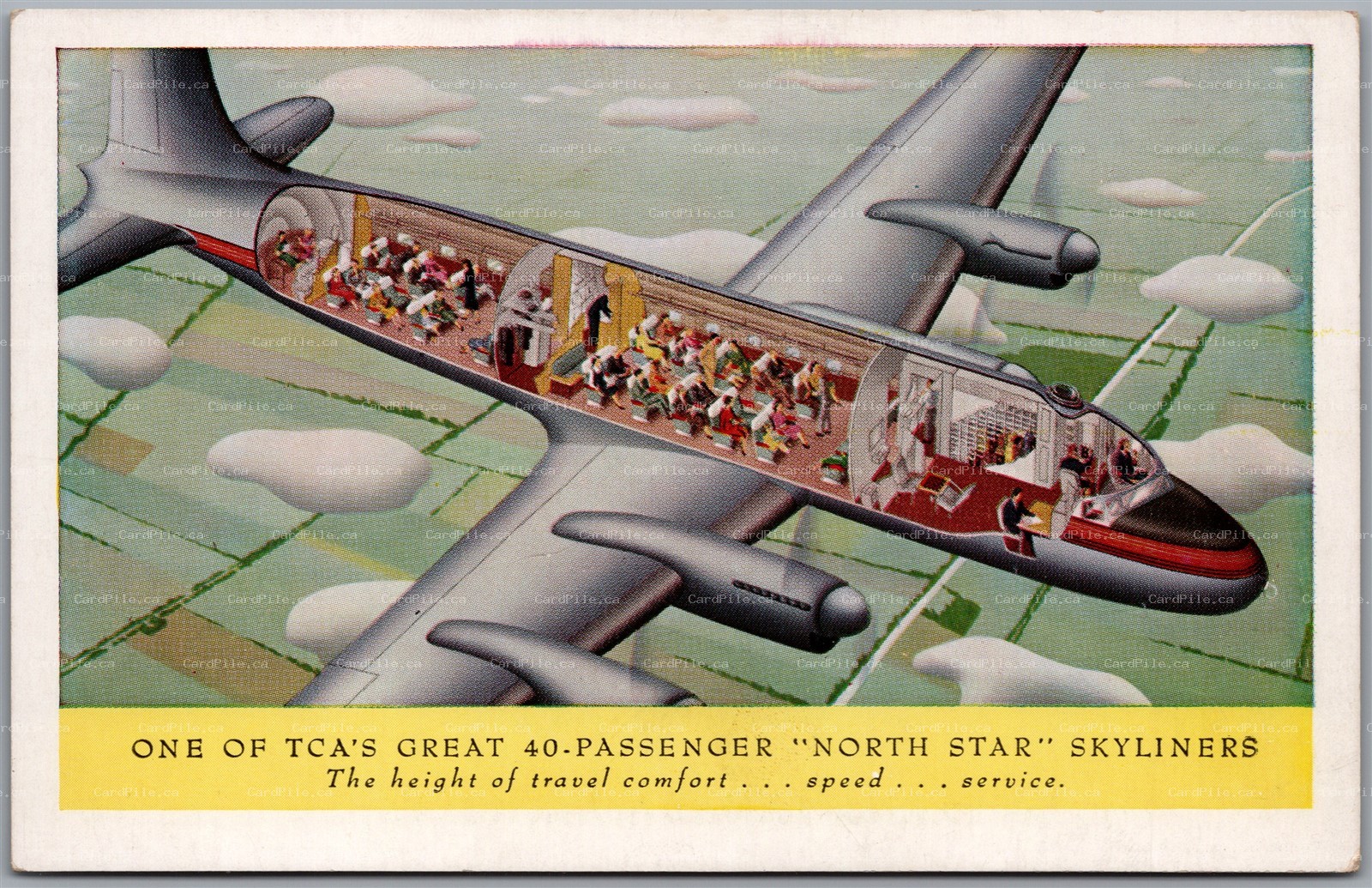 Postcard 1950s Trans Canada Airlines North Star Skyliner Jet Commercial Aviation