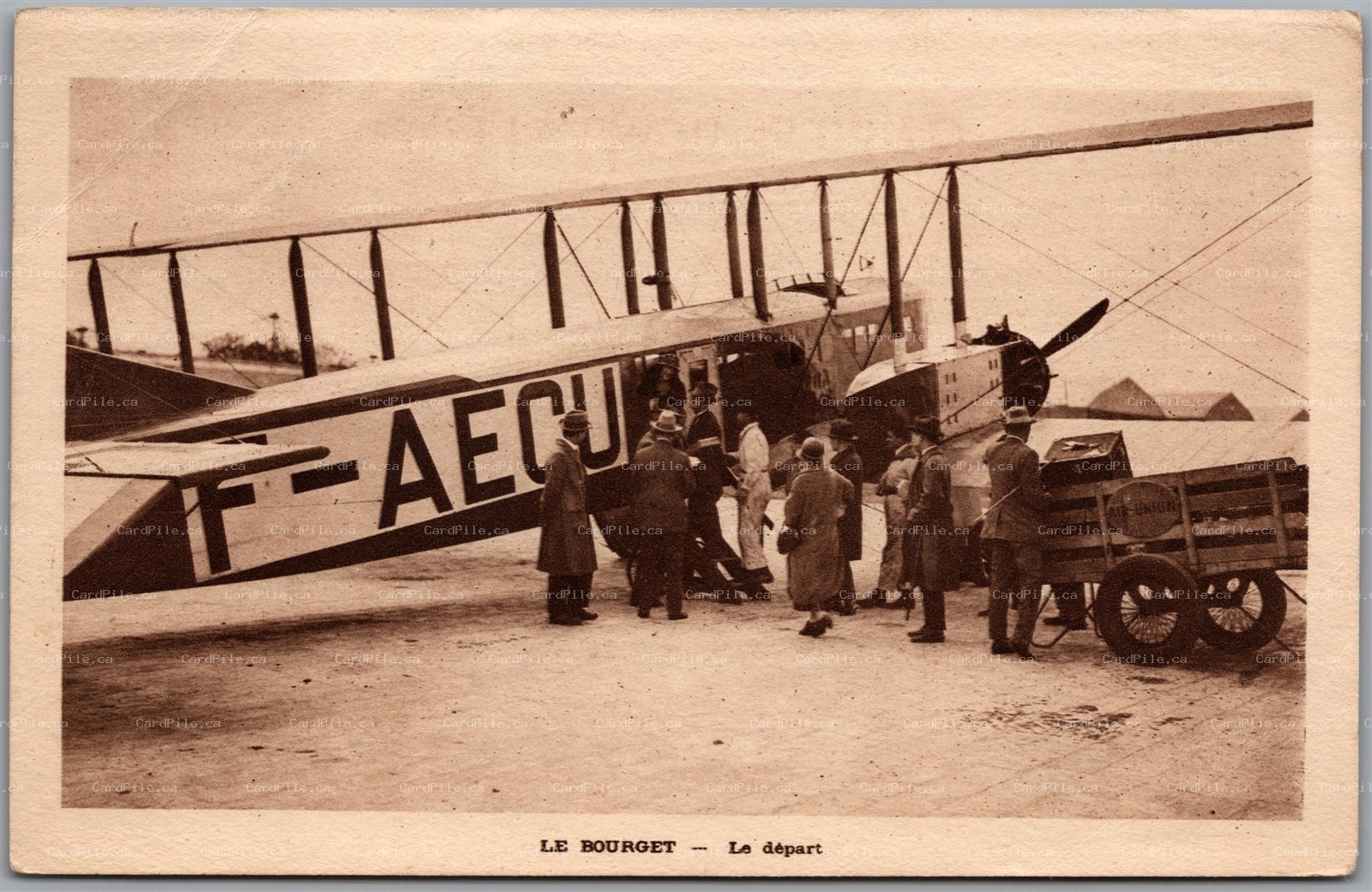 Postcard Le Bourget France c1920s CMA Farman F.60 Goliath F-AECU Departing