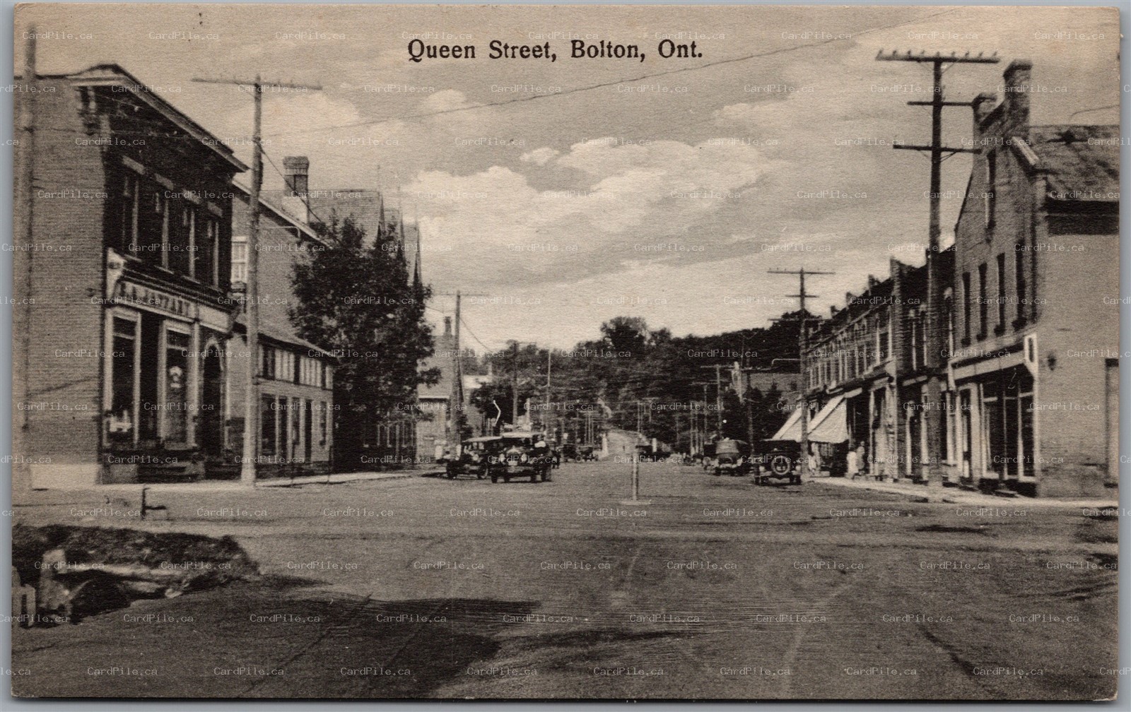 Postcard Bolton Ontario c1910s Queen Street Old Cars Peel Region by Rumsey