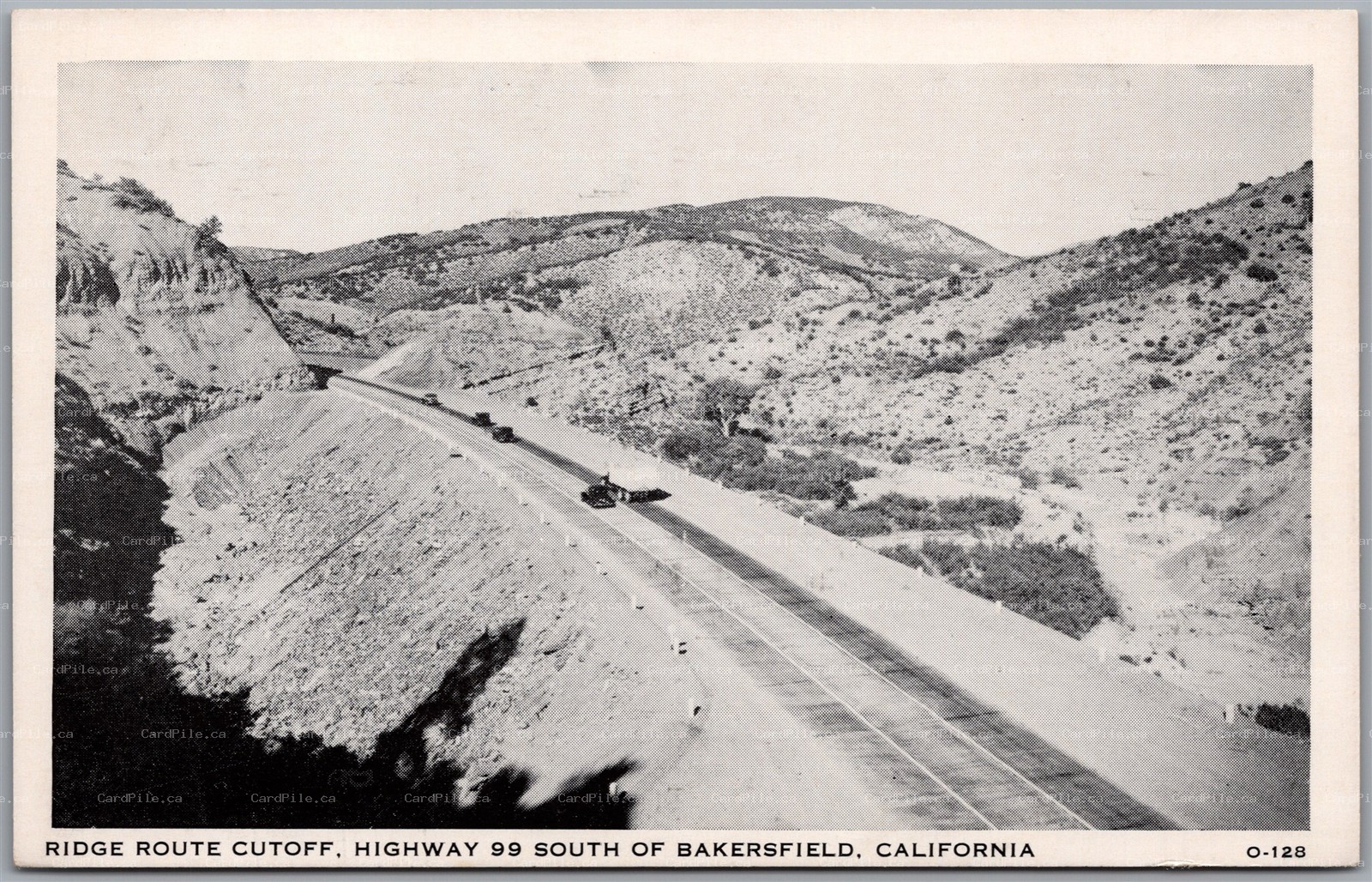 Postcard Bakersfield California Ridge Route Cutoff Highway 99 South Kern County