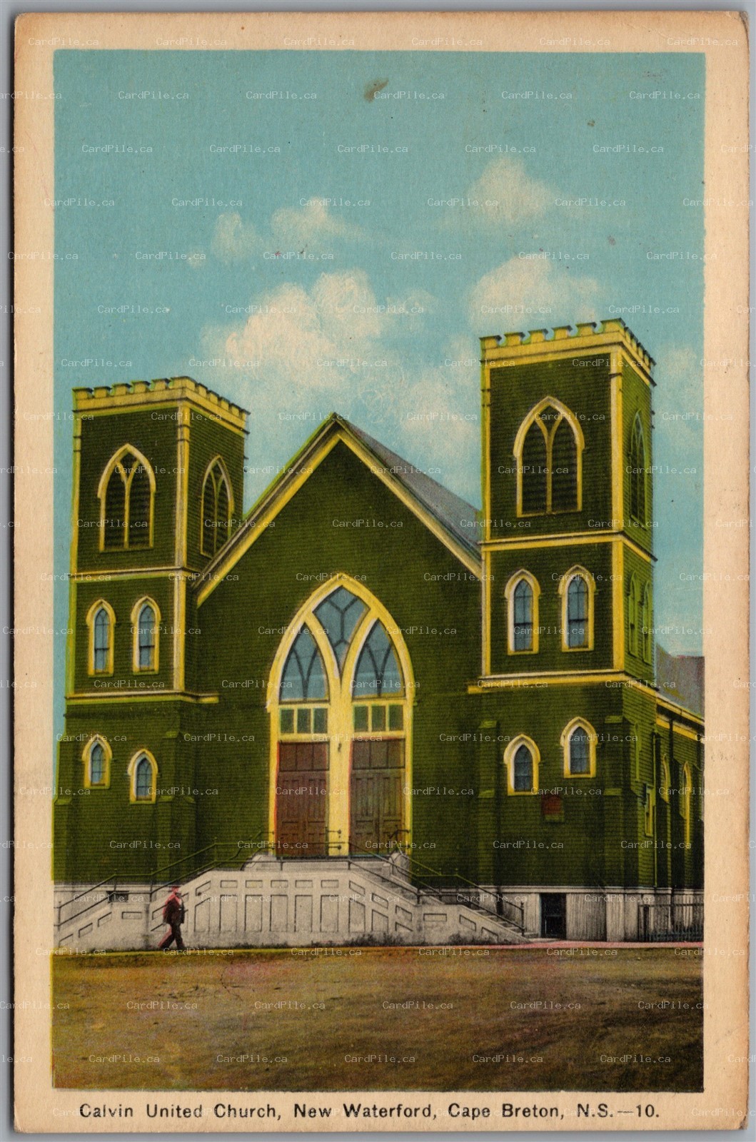 Postcard New Waterford Cape Breton Nova Scotia Calvin United Church by PECO