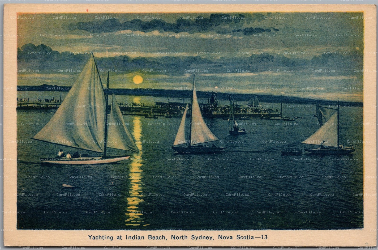 Postcard North Sydney Nova Scotia Yachting at Indian Beach Evening View
