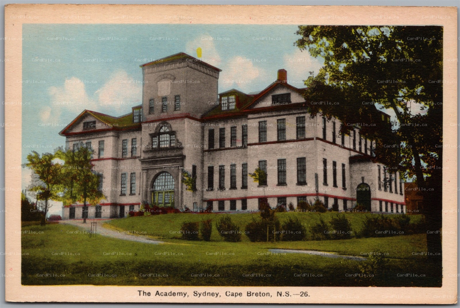 Postcard Sydney Cape Breton Nova Scotia The Academy