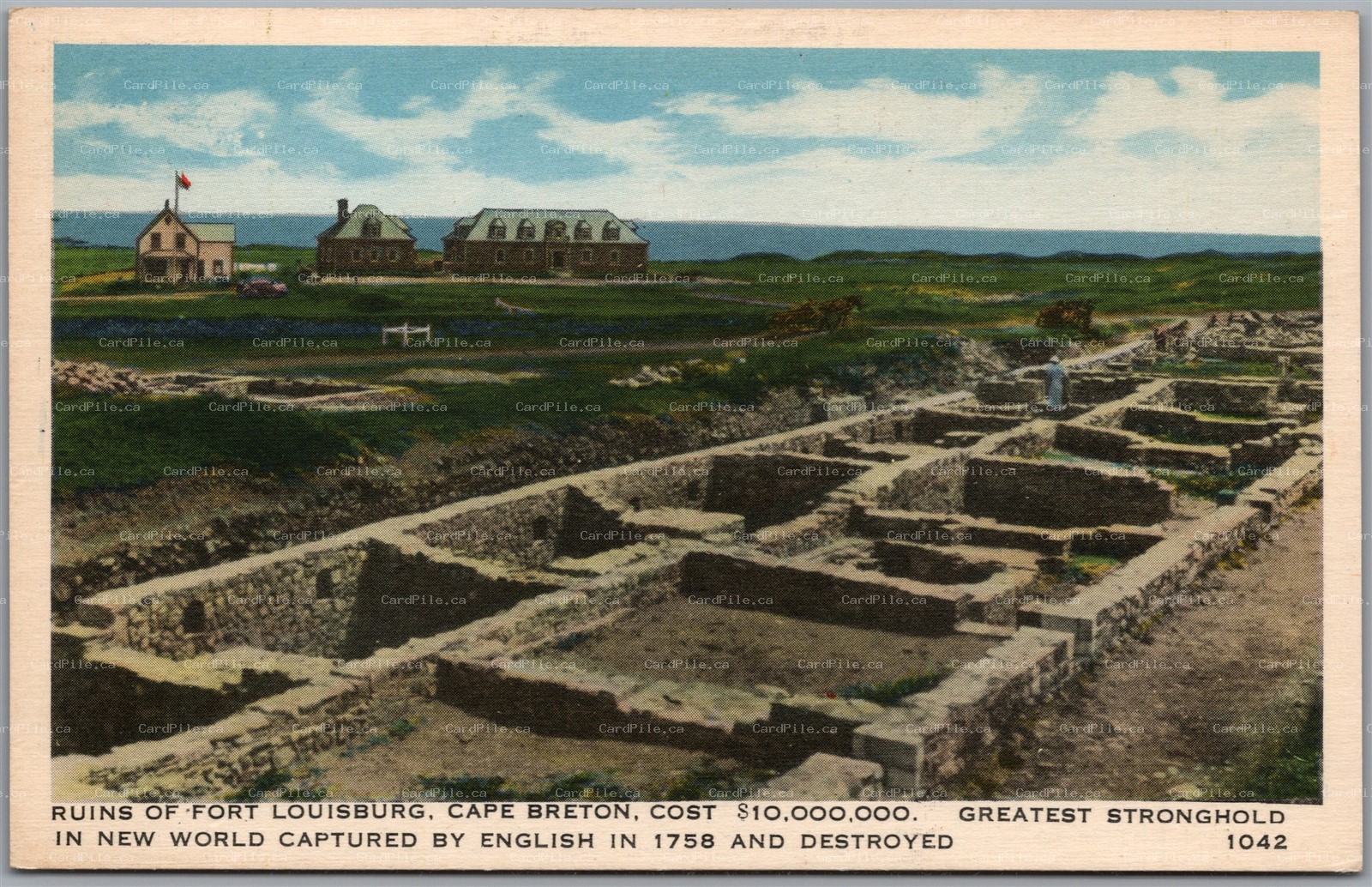 Postcard Cape Breton Nova Scotia Ruins of Fort Louisbourg