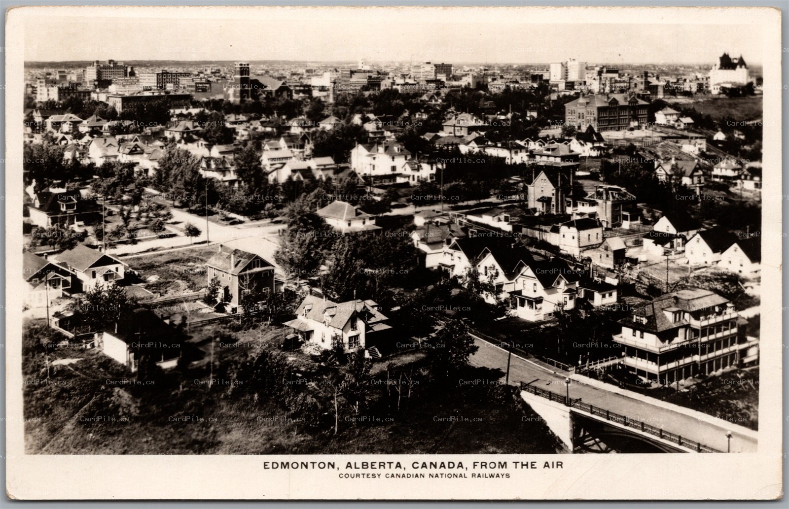 Postcard RPPC c1940s Edmonton Alberta Aerial View