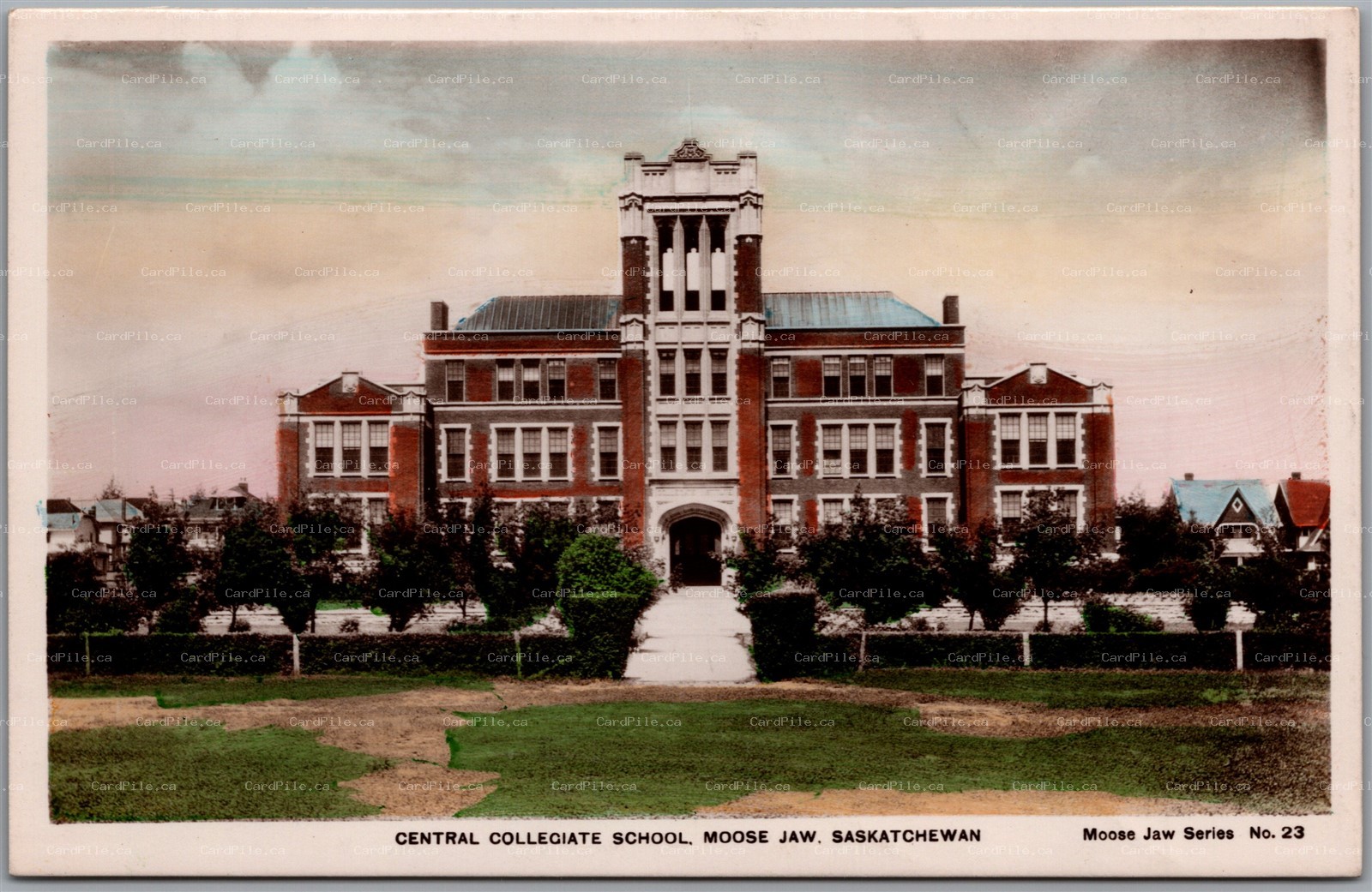 Postcard Colour RPPC c1930s Moose Jaw Saskatchewan Central Collegiate School