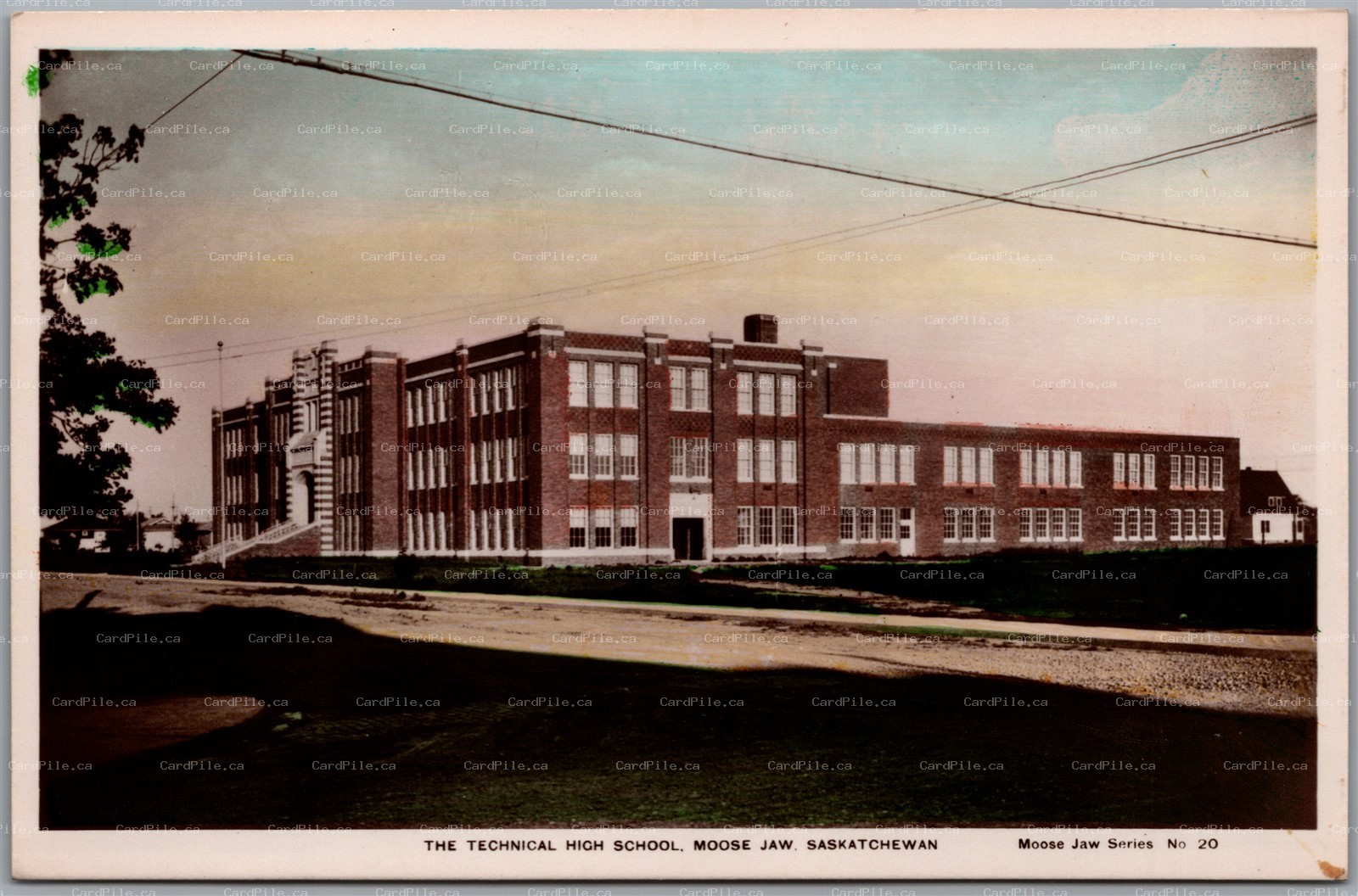 Postcard Colour RPPC c1930s Moose Jaw Saskatchewan The Technical High School