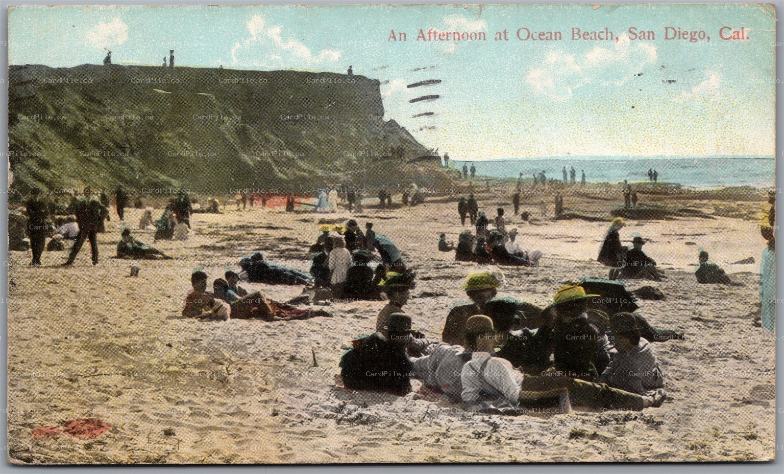 Postcard San Diego California c1911 An Afternoon at Ocean Beach