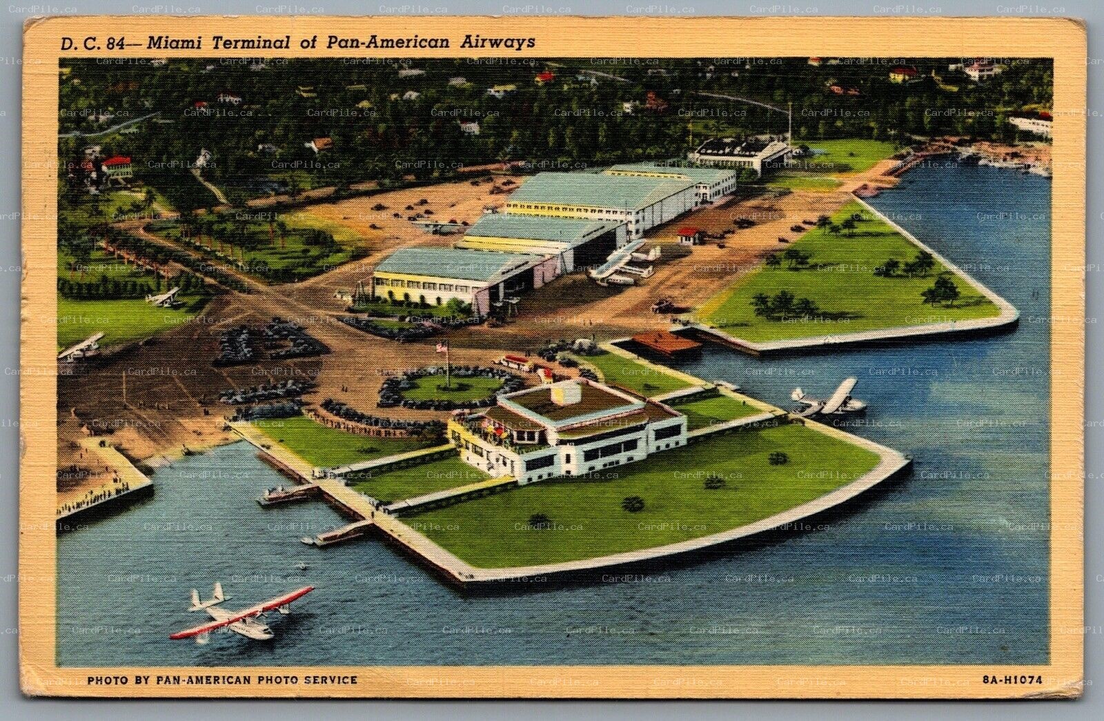 Postcard Miami FL c1938 Miami Terminal of Pan American Airways Pvt. Edward Myers
