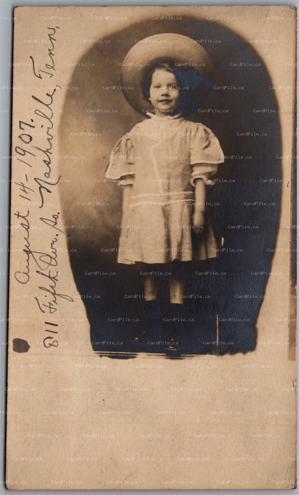 Postcard RPPC c1907 Nashville Tennessee Photo of Young Girl 811 Fifth Ave. North