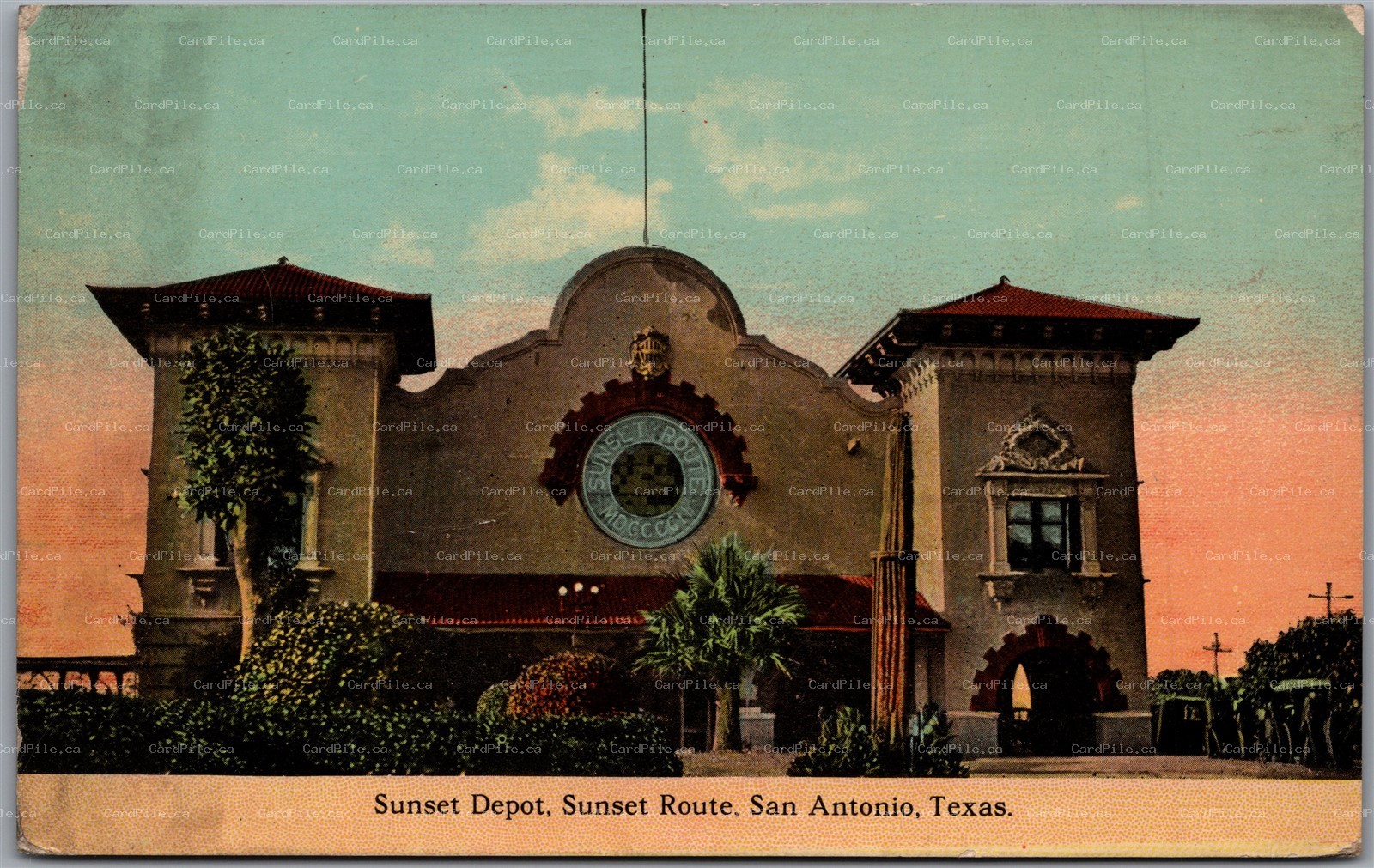 Postcard San Antonio Texas Sunset Depot Sunset Route Union Pacific Railroad